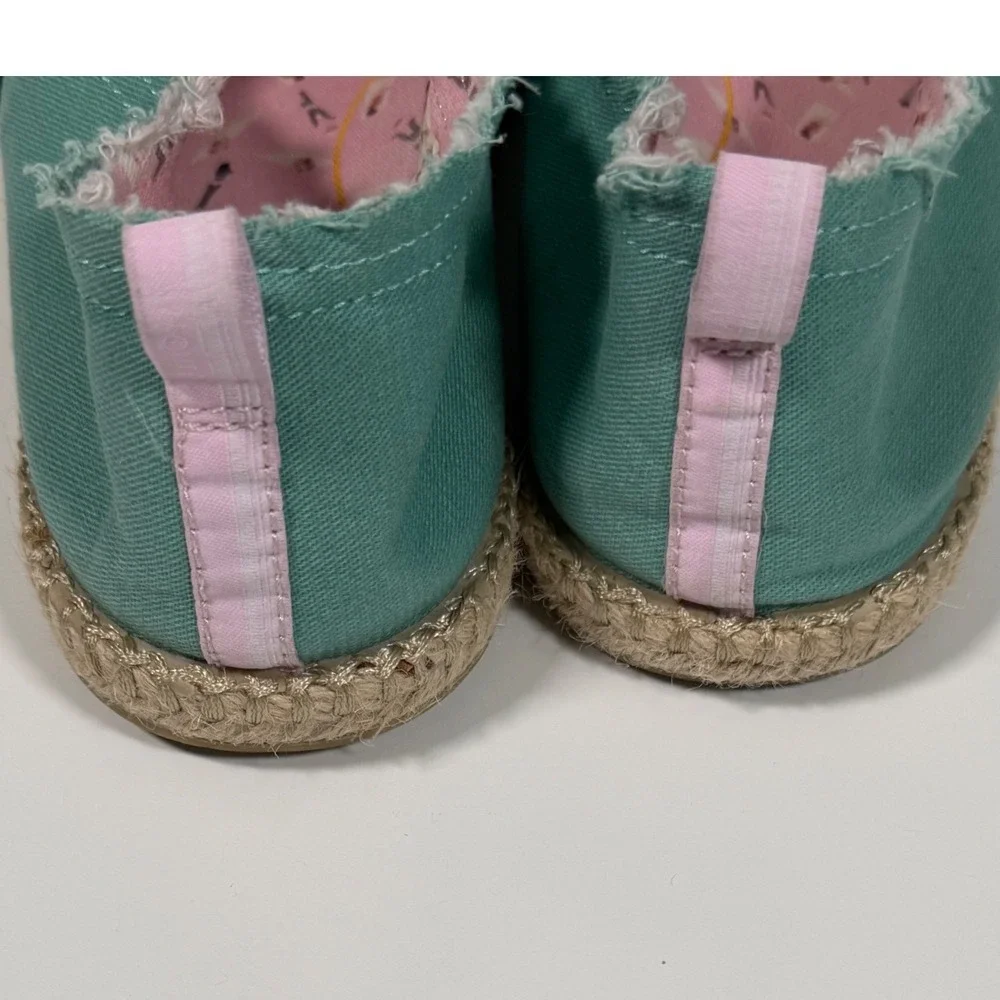 Vionic Beach Laguna Teal Green Canvas Espadrille Slip On Flat Shoes Boho 9